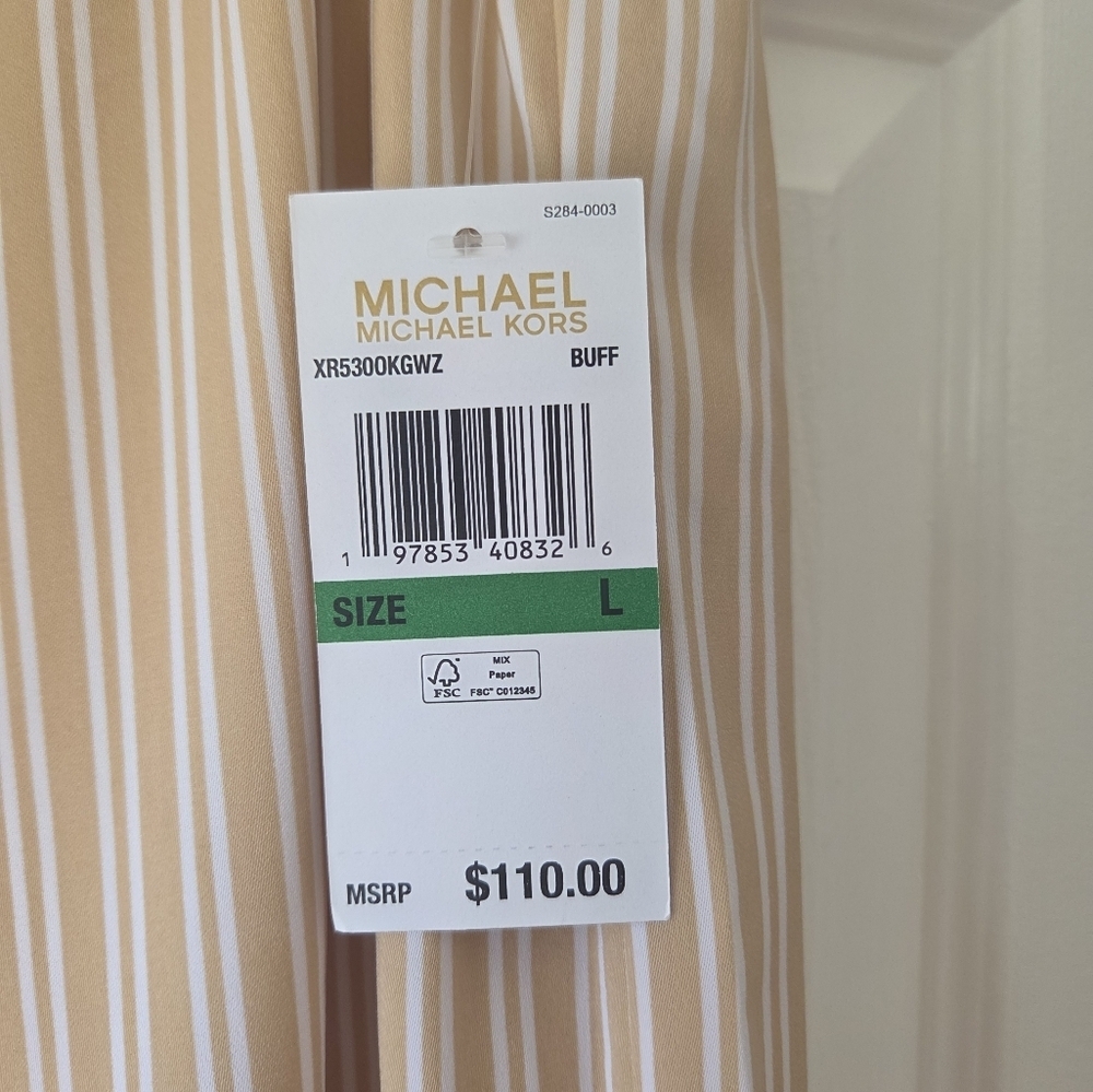 Michael Kors PJ Pants Size Large Stripes Tan NWT $110 - Picture 8 of 8